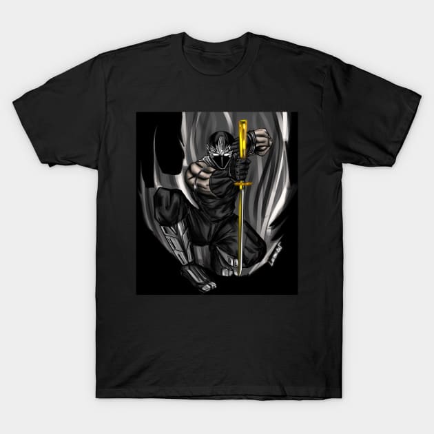 ninja powered shinobi ecopop ryu hayabusa art T-Shirt by jorge_lebeau